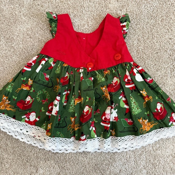 Vintage 90s Ricrac & Ruffles Baby Christmas Dress 6-9 Months Holiday Festive - Picture 4 of 6